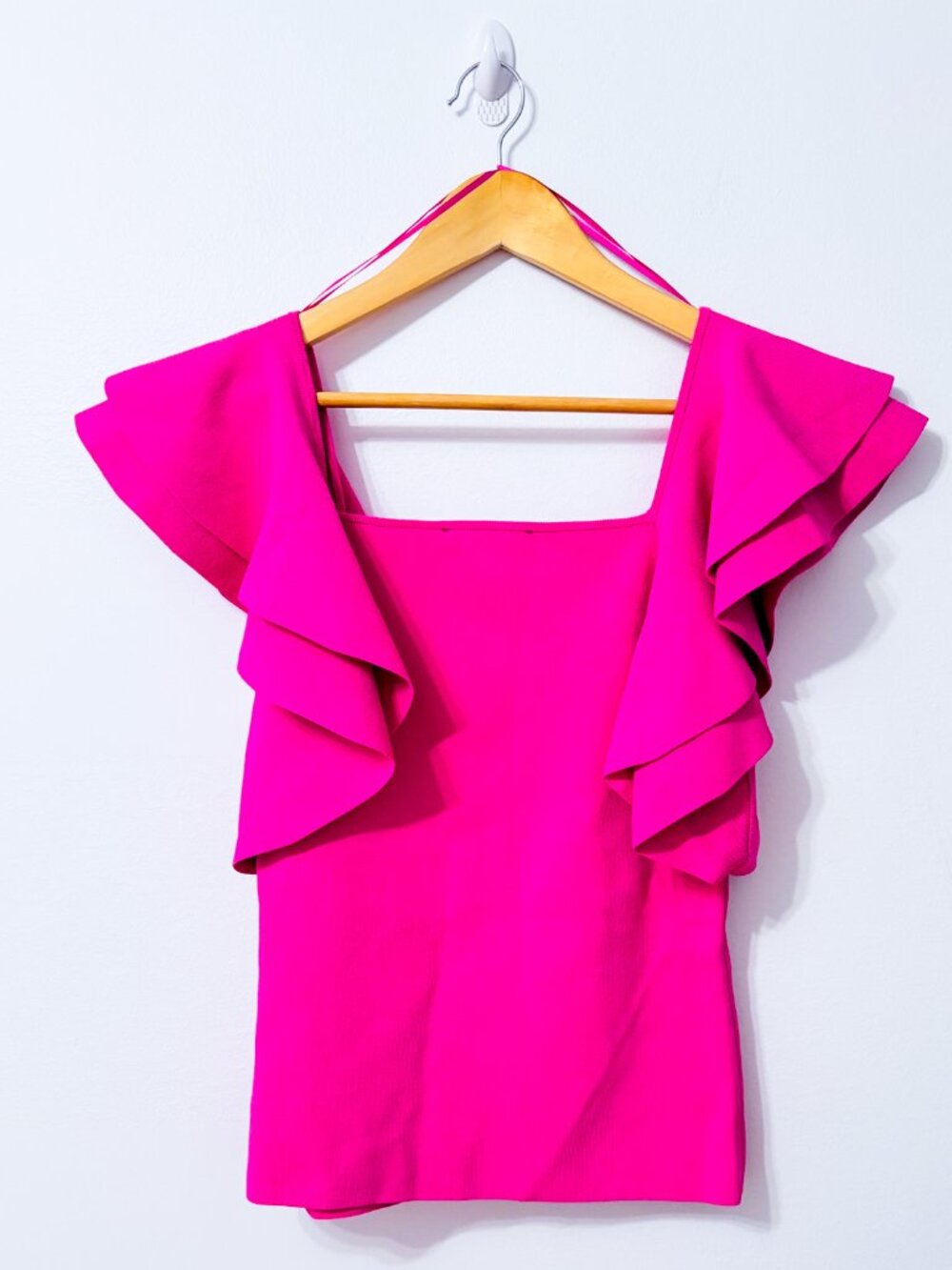 I.N.C. INTERNATIONAL CONCEPTS Pink Ribbed Ruffle Sleeve Knit Top Small - Picture 8 of 8